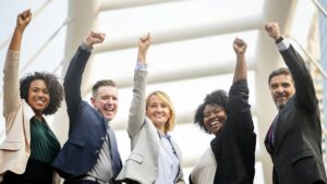Successful and happy business team